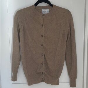 De Loux Women's Tan Cashmere Cardigan Sweater